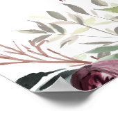 素朴チャームブルゴーニュ赤面ピンクフローラズ結婚ス ポスター (角)