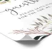 素朴チャームブルゴーニュ赤面ピンクフローラズ結婚ス ポスター (角)