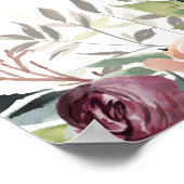 素朴チャームブルゴーニュ赤面ピンクフローラズ結婚ス ポスター (角)