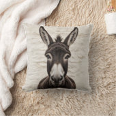 素朴チャーム:ロバ黒と白のキリム枕 クッション (ブランケット)