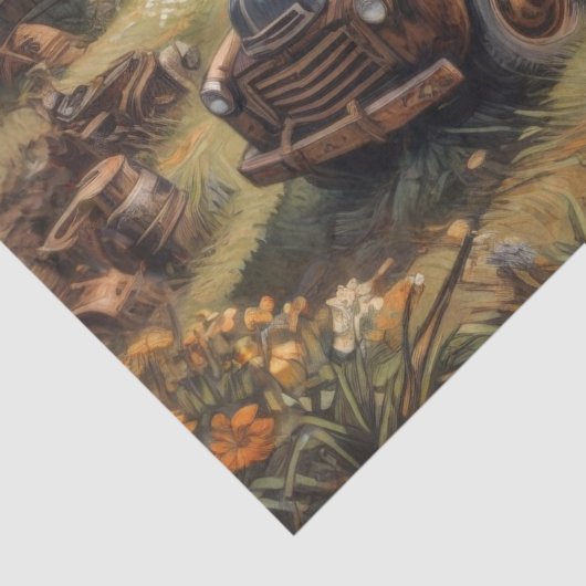 素朴チャーム:ヴィンテージのピックアップと農家のデコページ 薄葉紙 (詳細)