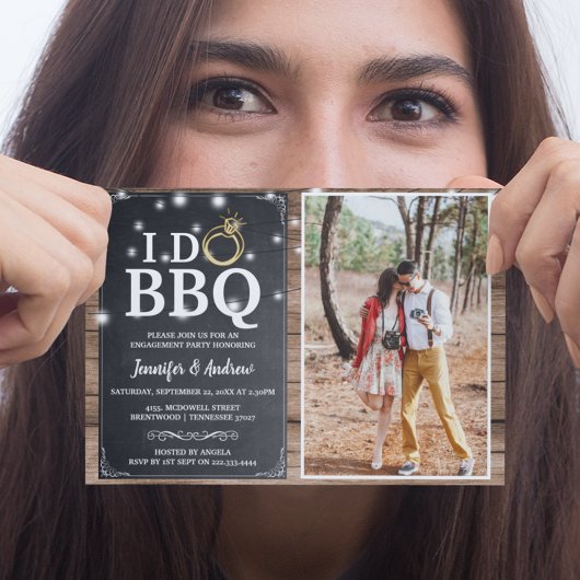 素朴チャーム「I DO BBQ」婚約パーティ 招待状
