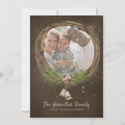 素朴ツイグアンドベルクリスマスリース シーズンカード (正面)