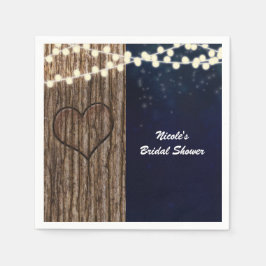 素朴ツリーの夜のハート結婚 スタンダードカクテルナプキン