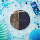 素朴ツリーの夜のハート結婚 ペーパープレート (パーティー)