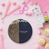 素朴ツリーの夜のハート結婚 ペーパープレート (パーティー)