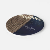 素朴ツリーの夜のハート結婚 ペーパープレート (アングル)