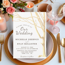 素朴ツリー秋ウィンターウエディング 招待状