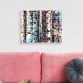 素朴ティール（緑がかった色）とグレー樺の木ウッズ絵画ズ キャンバスプリント (インサイチュ (リビング))