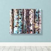 素朴ティール（緑がかった色）とグレー樺の木ウッズ絵画ズ キャンバスプリント (インサイチュ (ウッドフロア))