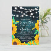 素朴ティール(緑がかった色)の緑の紐がヒマワリの結婚光を照らす 招待状 (スタンド正面)