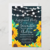 素朴ティール(緑がかった色)ひまわり婚約 招待状 (正面)