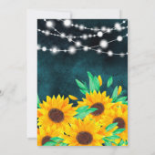 素朴ティール(緑がかった色)ひまわり婚約 招待状 (裏面)