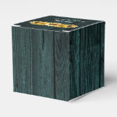 素朴ティール(緑がかった色)ひまわり結婚式の引き出物箱 フェイバーボックス (正面サイド)