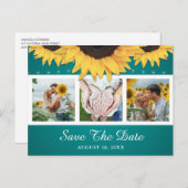 素朴ティール(緑がかった色)ひま結婚わり写真保存 案内ポストカード (正面/裏面)