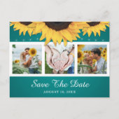 素朴ティール（緑がかった色）ひま結婚わり写真保存 案内ポストカード (正面)