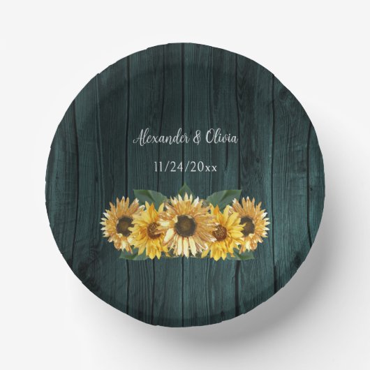 素朴ティール(緑がかった色)ひま結婚わり紙丼 ペーパーボウル (正面)