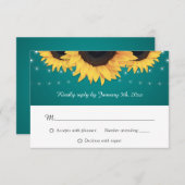 素朴ティール（緑がかった色）ひま結婚わり 出欠カード (正面/裏面)