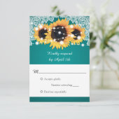 素朴ティール（緑がかった色）ひま結婚わり 出欠カード (スタンド正面)