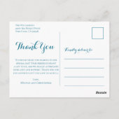 素朴ティール（緑がかった色）ウッドひまわり結婚の感謝 ポストカード (裏面)