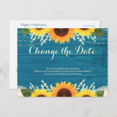素朴ティール(緑がかった色)ウッドひま結婚わり日付の変更 ポストカード (正面/裏面)