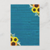 素朴ティール（緑がかった色）ウッドサンフラワー結婚ズ宿泊施設 エンクロージャーカード (裏面)