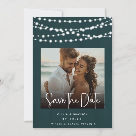 素朴ティール(緑がかった色)ウッドライト2写真データ保存日時 セーブザデート (正面)