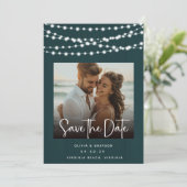 素朴ティール(緑がかった色)ウッドライト2写真データ保存日時 セーブザデート (スタンド正面)