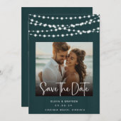 素朴ティール(緑がかった色)ウッドライト2写真データ保存日時 セーブザデート (正面/裏面)