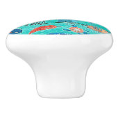 素朴ティール（緑がかった色）ウッド&アンダーザシーフレンズお洒落 セラミックノブ (側面)