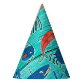 素朴ティール（緑がかった色）ウッド&アンダーザシーフレンズお洒落 パーティーハット (左)