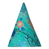 素朴ティール（緑がかった色）ウッド&アンダーザシーフレンズお洒落 パーティーハット (右)