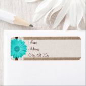 素朴ティール(緑がかった色)ガーベラデイジー差出人住所ラベル ラベル (インサイチュ)