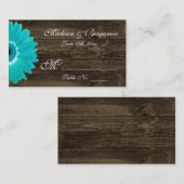 素朴ティール(緑がかった色)ガーベラ結婚デイジー座席表 プレイスカード (正面/裏面)