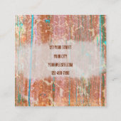 素朴ティール（緑がかった色）グランジテクスウエスタンブルスカル スクエア名刺 (裏面)