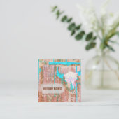 素朴ティール（緑がかった色）グランジテクスウエスタンブルスカル スクエア名刺 (スタンド正面)