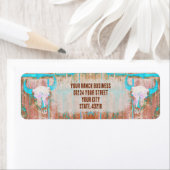 素朴ティール(緑がかった色)グランジテクスウエスタンブルスカル ラベル (インサイチュ)