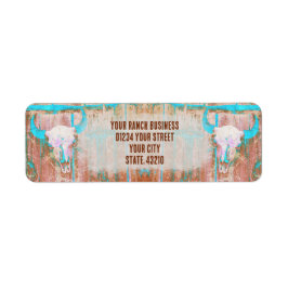 素朴ティール（緑がかった色）グランジテクスウエスタンブルスカル ラベル