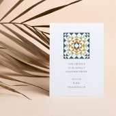 素朴ティール（緑がかった色）グリーン秋の幾何学模様結婚キルト セーブザデート