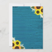 素朴ティール(緑がかった色)ストリングライトレースサンフラワー結婚ズ 招待状 (裏面)