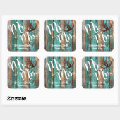 素朴ティール（緑がかった色）バーンウッドホースシ結婚ュー スクエアシール (シート)