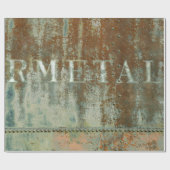 素朴ティール（緑がかった色）ブラウンヴィンテージテクスチャートレインタイポグラフィ ラッピングペーパー (フラット)