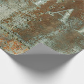 素朴ティール（緑がかった色）ブラウンヴィンテージテクスチャートレインタイポグラフィ ラッピングペーパー (角)