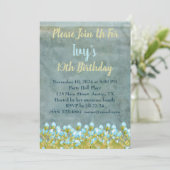 素朴ティール（緑がかった色）ブルーウォーターカラーアート 招待状 (スタンド正面)