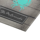 素朴ティール（緑がかった色）ブルーカニモノグラム名 カッティングボード (角)