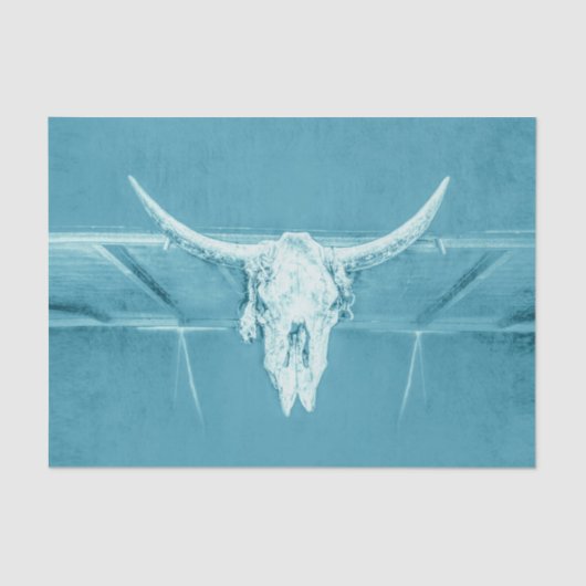 素朴ティール(緑がかった色)ブルーガーリーウエスタンブルカウズスカル 薄葉紙 (正面)