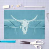 素朴ティール(緑がかった色)ブルーガーリーウエスタンブルカウズスカル 薄葉紙 (クラフト)