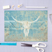 素朴ティール（緑がかった色）ブルーテクスウエスタンブルカウズスカル 薄葉紙 (クラフト)