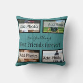 素朴ティール(緑がかった色)ブルーピローBFF最高のフ友達永遠 クッション (裏面)