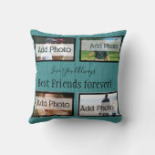 素朴ティール（緑がかった色）ブルーピローBFF最高のフ友達永遠 クッション (裏面)